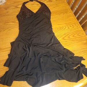 Ruby Rox Black One-Shoulder Ruffle Dress with Sparkling Bodice